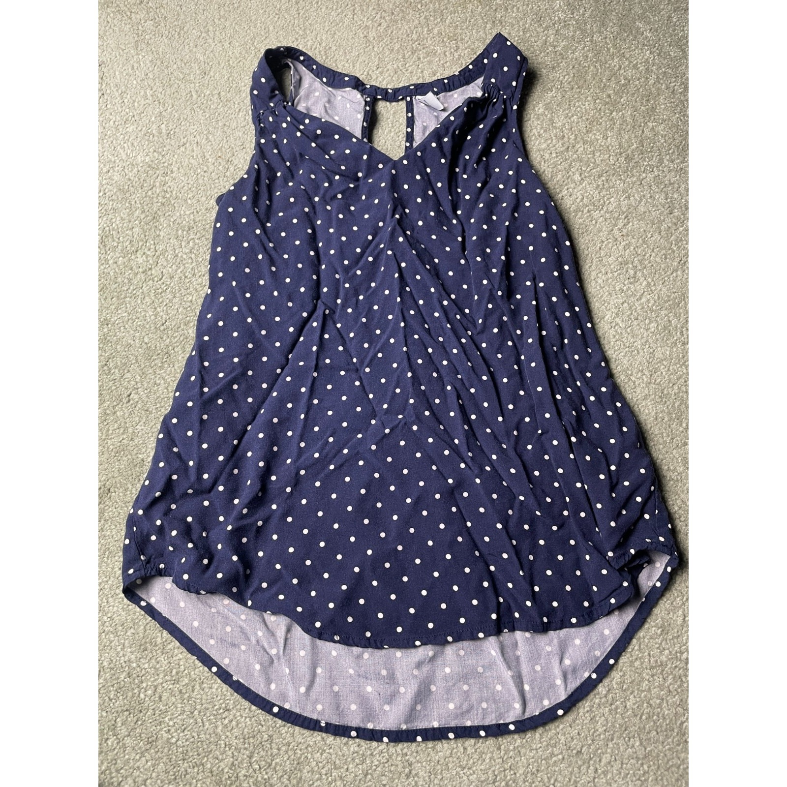 Old Navy Tank Top, Women's Size Xs, Blue, White Polka Dots, Sleeveless